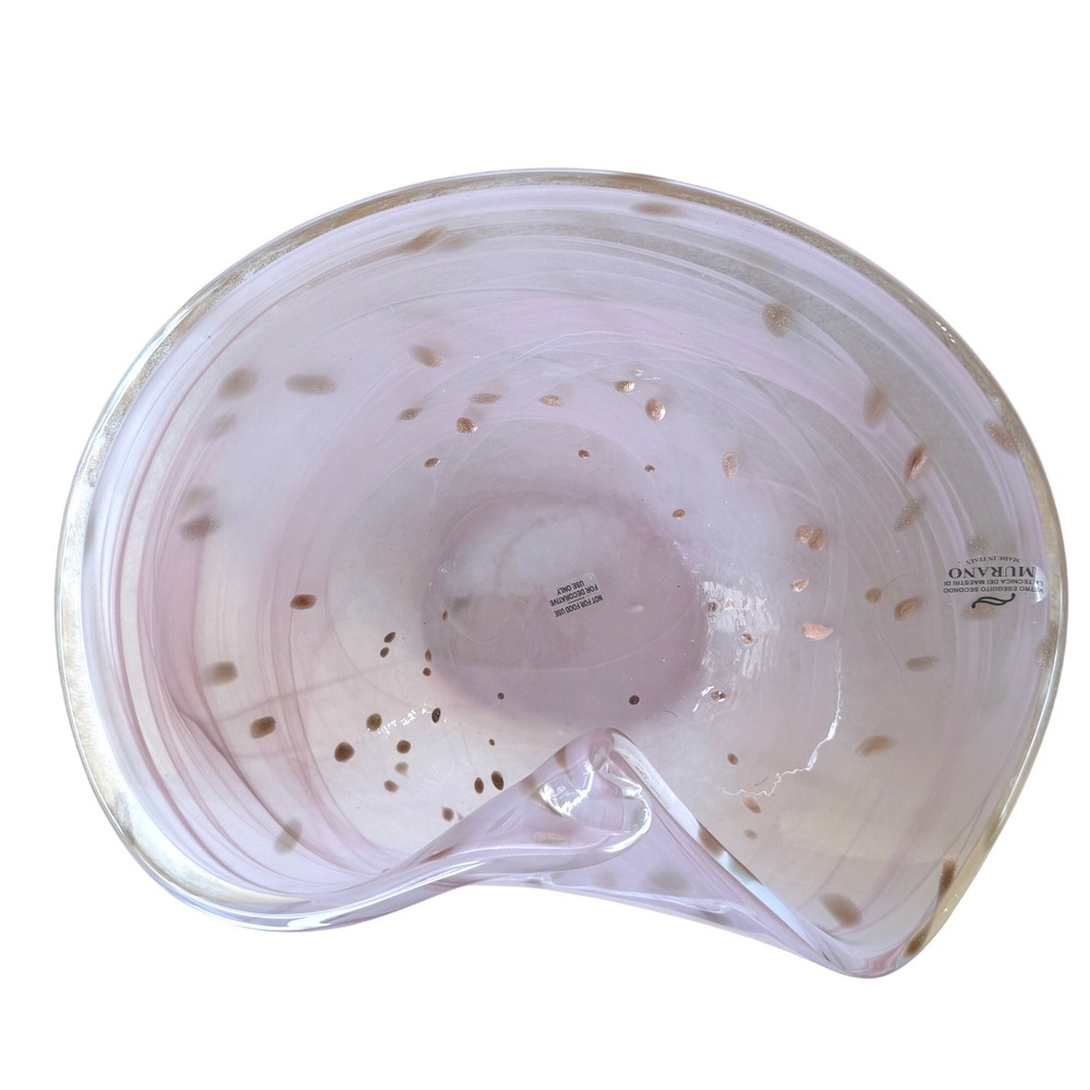 Murano Pink Swirl Aventurine Handkerchief Art Glass Bowl Made in Italy Decor